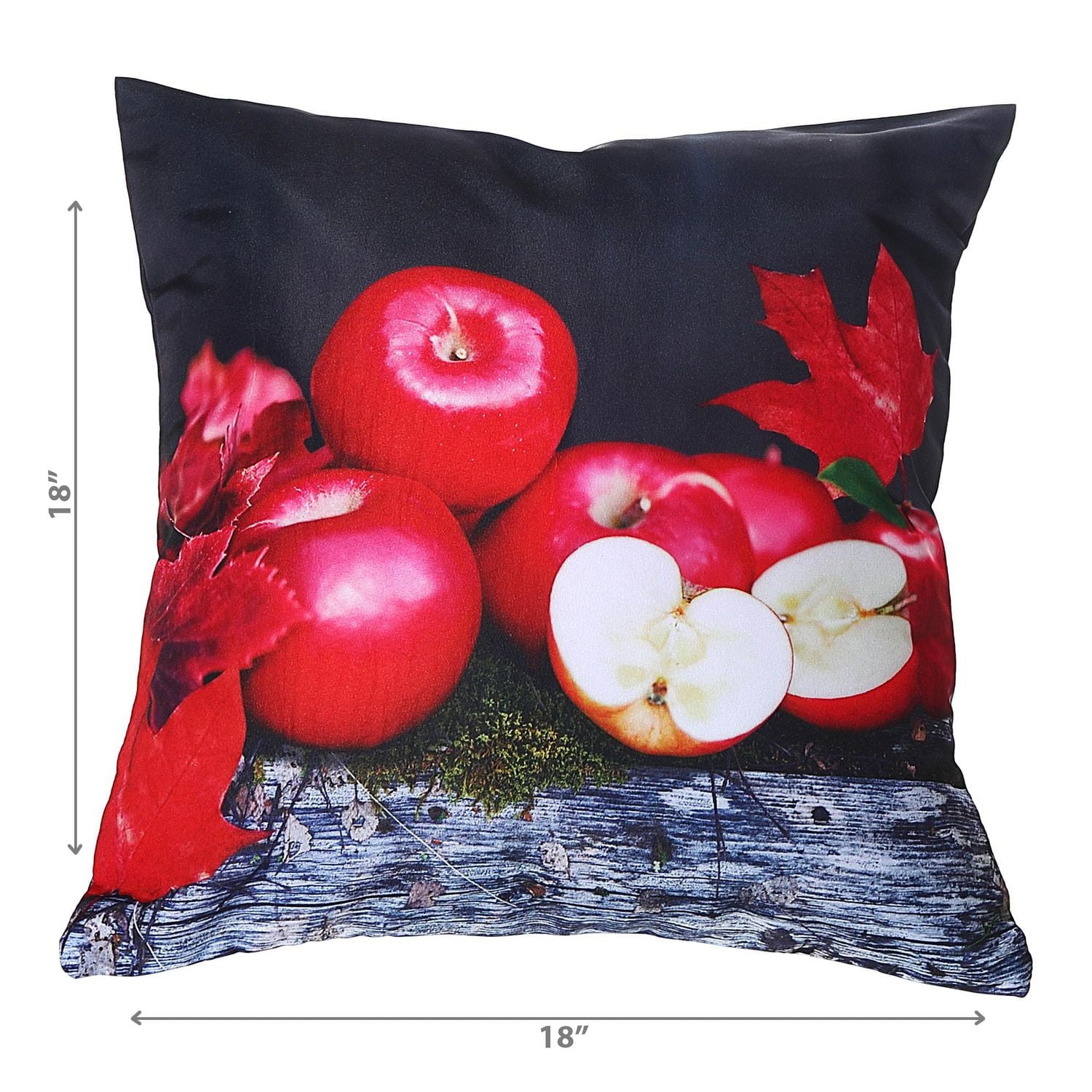 IH Casa Decor Polyester Digital Print Cushion Fresh Pommes 18 X 18 - Ensemble De 2