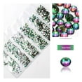thumbnail image 3 of Nail Rhinestones Flat-Bottom Multi-faceted Sides DIY Handcraft Excellent Gloss Manicure Crystal Different Styles Mobile Phone Green Flame, 3 of 6