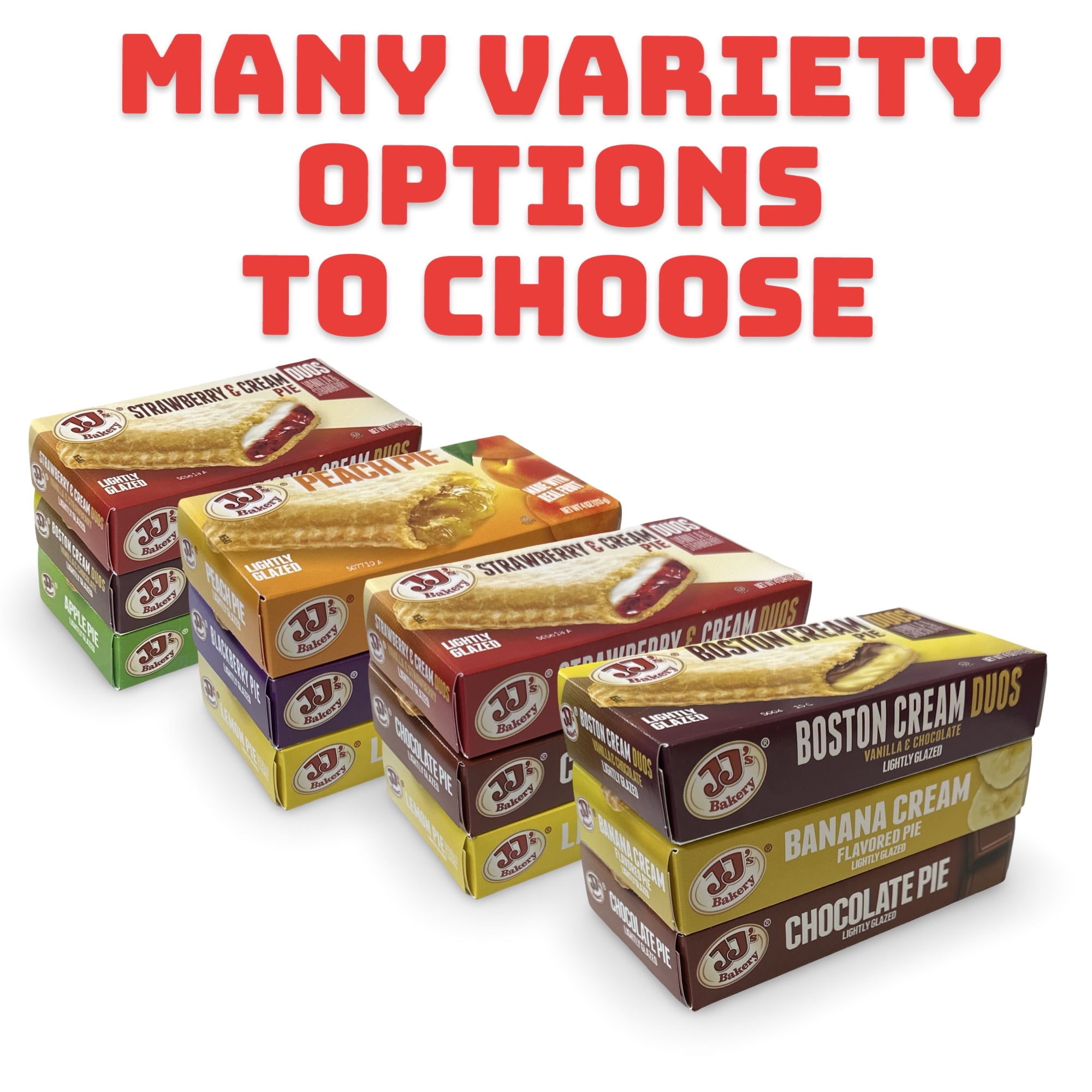 JJ's Bakery Glazed Pie Fruit Flavored Variety Pack, 4 Oz Individually Boxed | Pack of 12