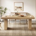 thumbnail image 3 of Finmind 63" Farmhouse Dining Table, Spacious Modern Kitchen Table with Fluted Design for Dining Room, Living Room, Natural, 3 of 7