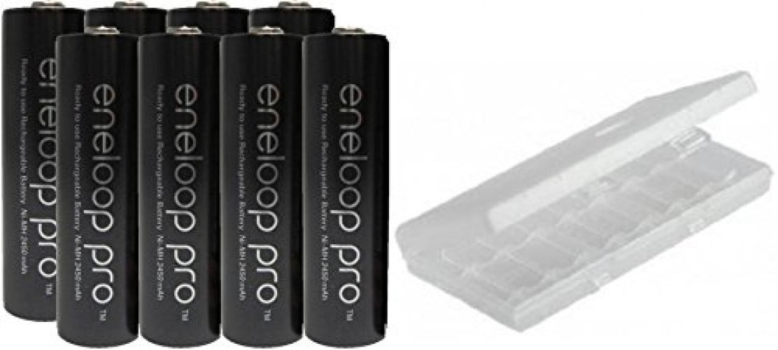 8 AA Panasonic Eneloop Pro (Replace sanyo XX) NiMH 2550mAh Rechageable Batteries + Free Case Holds 8 Batteries