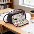 thumbnail image 5 of Large Capacity Pencil Case 8.2 Inch, Multi Compartment Zipper Pen Pouch for Office Supplies Art Tools Stationery, Black, 5 of 7
