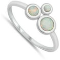 thumbnail image 4 of CHOOSE YOUR COLOR White Simulated Opal Mosaic Modern Bubble Ring .925 Sterling Silver Band CZ Female Size 7, 4 of 4