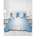 thumbnail image 3 of Blue Ombre Summer Quilt Set Twin Size, Soft Microfiber Quilted Bedding Set with 2 Pillow Shams, Blue White Gradient Modern Abstract Art Lightweight All Season Bedspread Coverlet for Bedroom 68"x86", 3 of 6