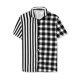 thumbnail image 1 of INSPIRE CHIC Camisa de cuadros a rayas estampada con botones y manga corta en color en contraste negro XXL, 1 of 6
