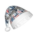 thumbnail image 2 of Haiem Flamingo And Zebra Pattern Santa Hat Confortable Velvet Christmas Hat for Christmas Party Favors Fit for Adults Men Women, 2 of 6