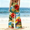 thumbnail image 4 of Gamivast Swimsuit Coverup for Women Pants Floral Elastic Waist Sheer Beach Cover up Pant Casual Flowy Wide Leg Boho Pants Summer Pool Party Swimwear, 4 of 5