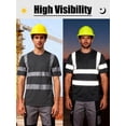 thumbnail image 2 of Ubon Men's 3-Pack Reflective Shirt Short Sleeve Shirt Construction Work Shirt Pure Black L, 2 of 9