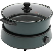 4L/4.2Qt Electric Hot Pot Round Multifunction Non-Stick Skillet Frying Pan Removable Split Cooking Pot Grill Pan w/Clear Lid & for Home Cooking Party BBQ Camping 1-5 People 1350W