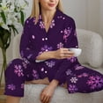 thumbnail image 6 of KLL Purple Snow Flakes Print Women's Long Sleeve Pajamas with Pants Sleepwear Loungewear 2 Set-X-Large, 6 of 8