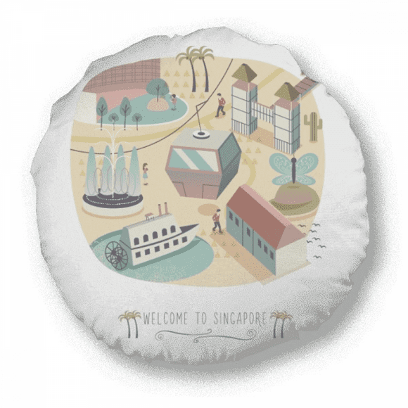 Singapore Theme Park Cable Car Round Throw Pillow Home Decoration Cushion