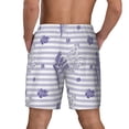 thumbnail image 3 of Kdxio Stripes And Sprigs Of Lavender Print Men'S Swim Trunks With Compression Liner 7 Inch Inseam Quick Dry Swim Shorts, 3 of 7