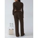 thumbnail image 5 of Conjunto Deportivo Y2K de Dos Piezas para Mujer, con Larga, Top Ajustado y Pantalones Anchos, Ideal para y Otoño Café XL, 5 of 8