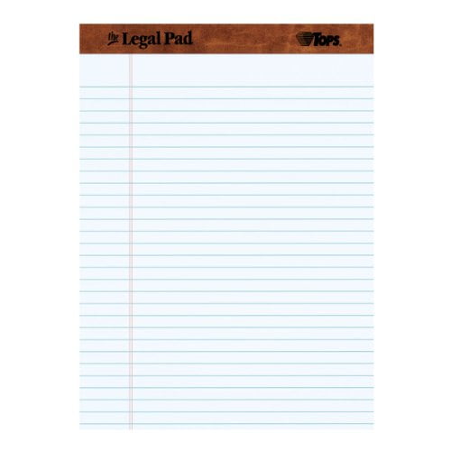 tops the legal pad writing pads, 8-1/2" x 11-3/4", legal rule, 50