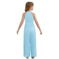 thumbnail image 2 of TiaoBug Kids Girls Formal Dress Jumpsuit Pleated Chiffon Long Pants Romper Elegant Prom Party Pageant Gown Sky Blue 14, 2 of 5