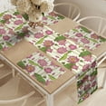 thumbnail image 2 of Ambesonne Lotus Table Runner & Placemats, Pink Flowers, Placemat 4 pcs + Runner 12"x72", Pink Ivory and Green, 2 of 2