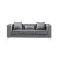 thumbnail image 4 of 7' Pewter Gray Solid Velvet Modern Style Sofa, 4 of 4