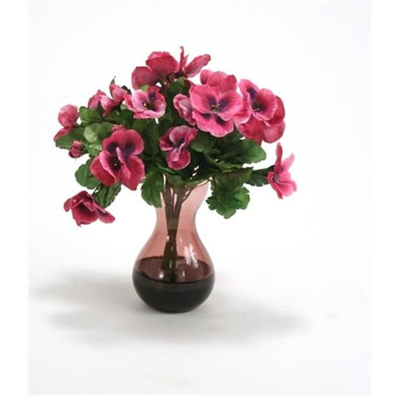 Distinctive Designs International Waterlook Pink Pansy Bush In Violet Bulb Forcer Vase
