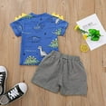 thumbnail image 2 of Toddler Baby Boy Clothes Short Sleeve Little Dinosaur Pattern Shorts 2 Piece Summer Clothes Baby Boy Outfit, 2 of 5