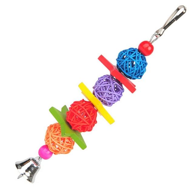 Bird Cage Toy Interactive Rattan Ball Hanging Parrot Bite Toy Parakeet Chew Toy
