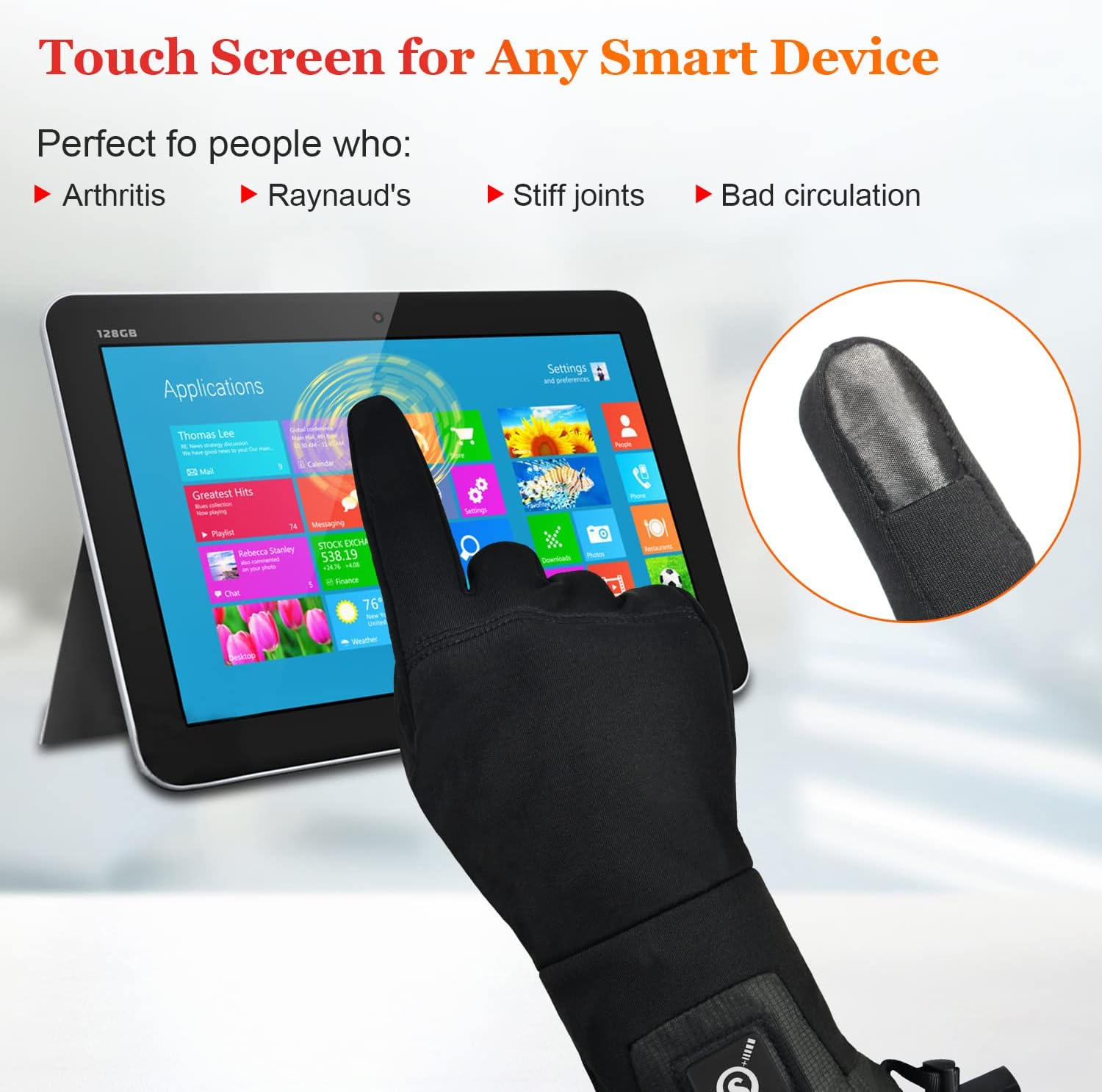 SNOW DEER Heated Glove Liners Men Women,Rechargeable Battery Heated Motorcycle Ski Snow Warmer Gloves
