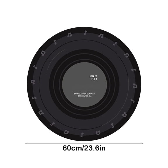 Qiweii Music Record Black Round Area Rug for Bedroom Bathroom Living Room Study Playing,Non-Slip Floor Mat Carpet Home Decor Rugs, 3' Diameter