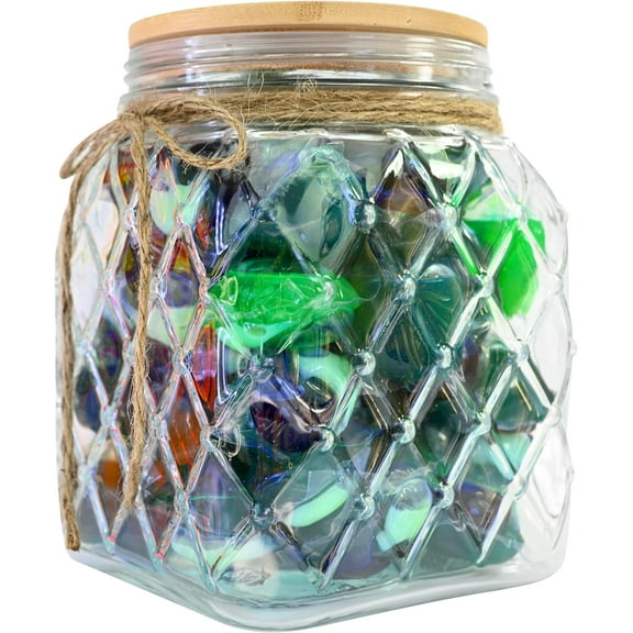 Skywin Glass Laundry Pod Container Holder Jar with Ropes Design and Wooden Lid - Laundry Pod Storage Container for Laundry Room Organization Laundry & Dishwasher Pod Laundry Container