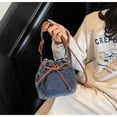 thumbnail image 3 of Sdmnsg-T Vintage Denim Bucket Crossbody Bag, Drawstring Bow Small Shoulder Purse, Adjustable Strap Casual Sling Handbag for Daily Outing Travel, 3 of 4