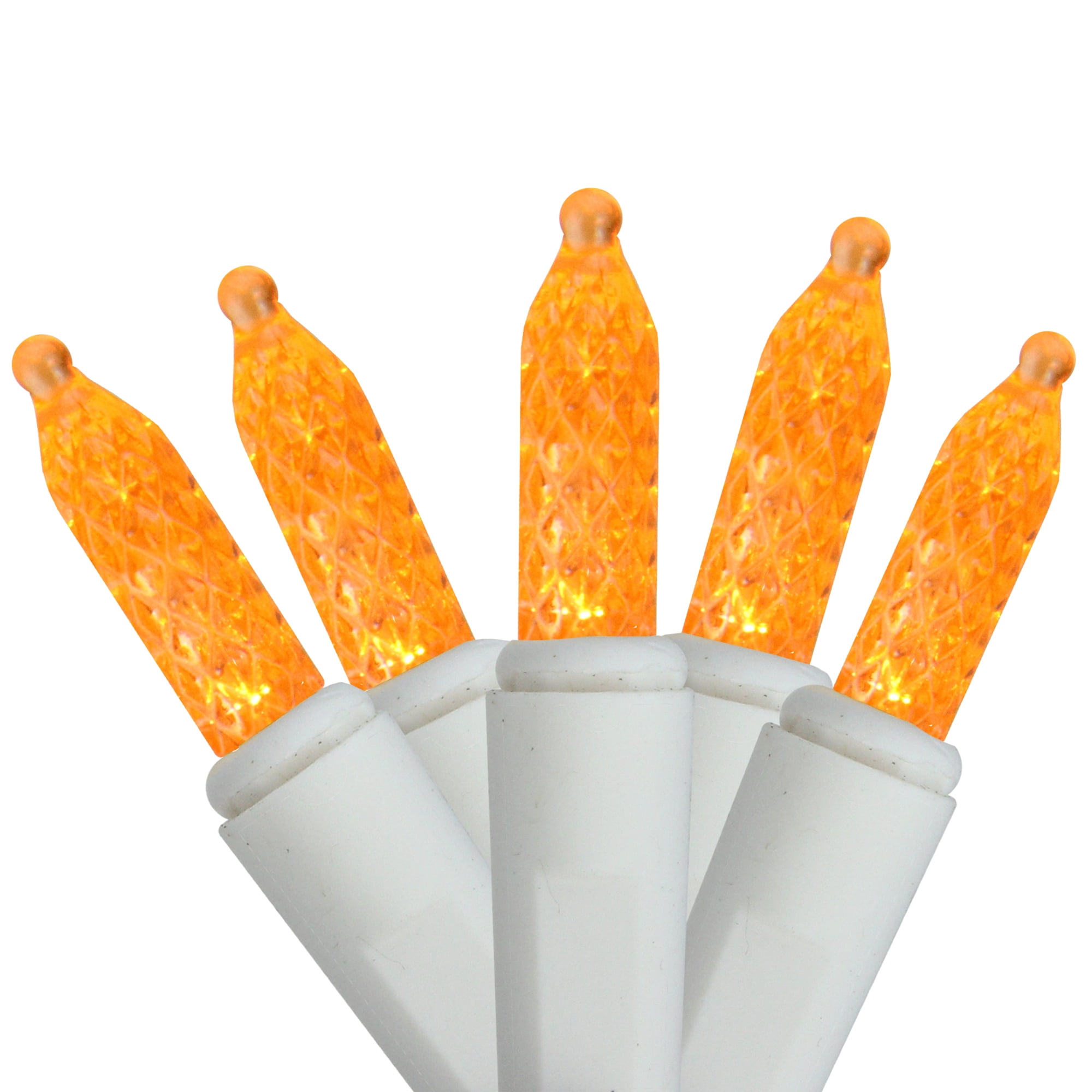 Set of 70 Orange Gold LED M5 Icicle Christmas Lights White Wire