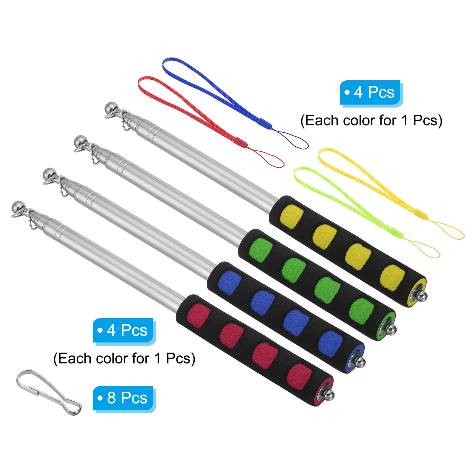 Unique Bargains Telescopic Handheld Flagpoles Pointer Stick with Sponge Handle 2M/6.5ft