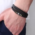 thumbnail image 2 of To My Son Man Boyfriend Husband Dear Dad Always Remember Bracelet, Trendy Simple Black Three Layered Stacked Braided Leather Bracelet Holiday Jewelry Gifts, 2 of 8