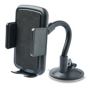 onn. Car Window or Dash Phone Mount Compatible with 2 in- 3.7 in Wide Mobile Phones, Black