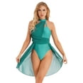 thumbnail image 2 of Aislor Womens Halter Neck Chiffon Leotard Dress Dancewear Lyrical Dance Costume, 2 of 7