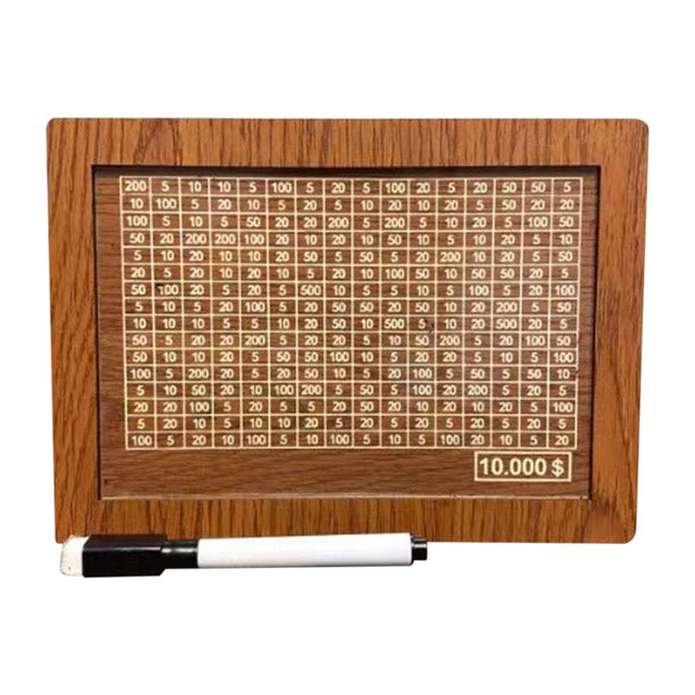 CNKOO Savings Challenge Box Save 2000 Money Box Clearance Wooden 2000 Savings Box 2000 Wooden Money Box Reusable Wooden Money Box for Cash 2000 for Budgeting &Tracking (Brown)