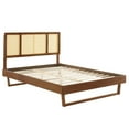 thumbnail image 3 of Modway Kelsea Cane Rattan and Wood King Platform Bed with Angular Legs in Walnut, 3 of 3