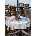 thumbnail image 2 of Outdoor Tablecloths with Umbrella Hole & Zipper, Blue Pink Hydrangea Round Tablecloths 60 Inch, Eucalyptus Leaves Grey Plaid Waterproof Table Cloth, Patio/Pool/Picnic Table Covers, 2 of 8