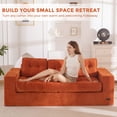 thumbnail image 3 of BYBYME 3 Seater Boneless Couch,Chenille Comfy Sofa with Extra Deep Seats for Living Room,Green, 3 of 9
