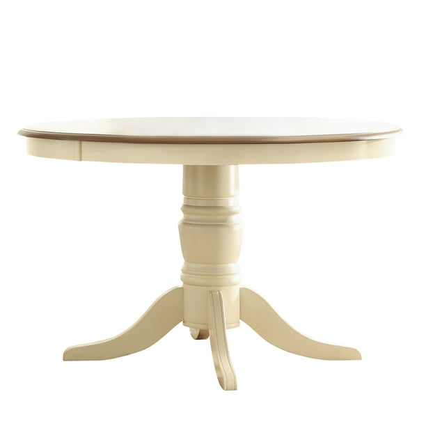 Weston Home Two Tone 48 Round Cherry Finish Top Wood Dining Table White Base Com Weston Home Two Tone 48 Round Cherry, 48 Round White Pedestal Table
