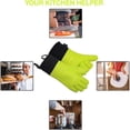 thumbnail image 3 of Guantes para barbacoa, guantes para horno resistentes al calor con agarre antideslizante, guantes de cocina flexibles para asar, cocinar y hornear, 1 par, tamaño perfecto, color verde, 3 of 3