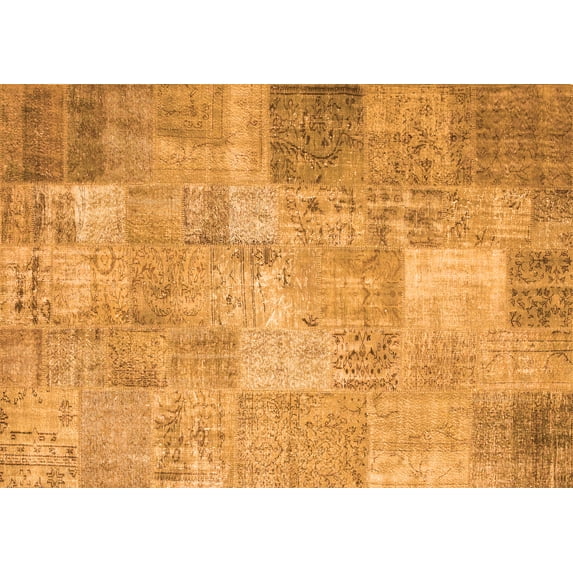 Ahgly Company Indoor Rectangle Patchwork Orange Transitional Area Rugs, 8' x 12'