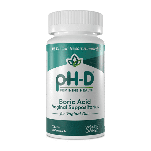 pH-D Feminine Health Boric Acid Vaginal Suppositories for Women's Health, 72 Count