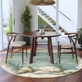 thumbnail image 5 of Teal Coastal Round Rug 5ft Washable Circle Kitchen Rugs Non Slip Vintage Ocean Beach Shell Nautical Large Area Rug Indoor Floor Carpet for Bedroom Living Room Home Office Dining Room Nursery, 5 of 8