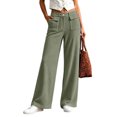 thumbnail image 7 of Pants for Womens High Waisted Straight Leg Pants Button Casual Relaxed Fit Fall Winter Trousers with Pockets, 7 of 7