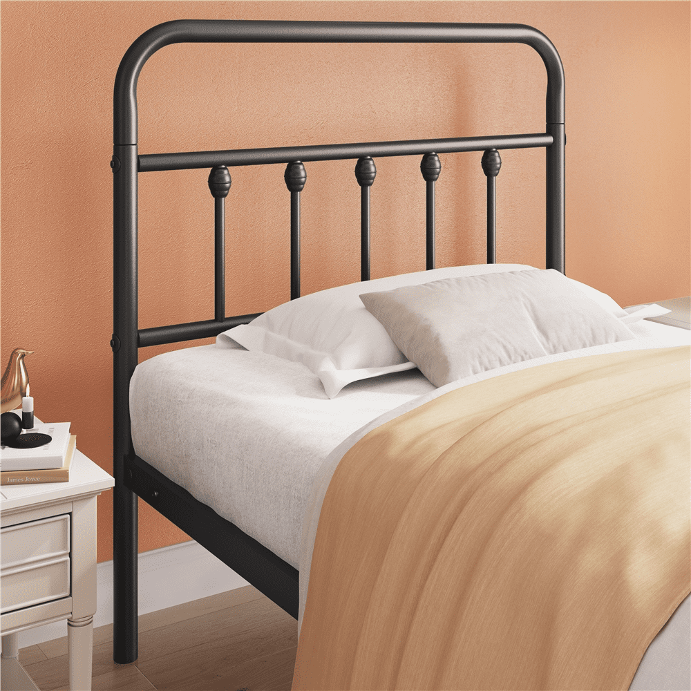 Alden Design Metal Platform Bed Frame with High Headboard, All Ages, Twin XL, Black