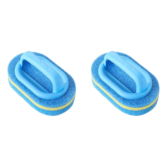Handled Bathtub Scrubber, All Purpose Shower Sponge Scrub Brush with Handle, Heavy Duty Cleaning Sponge for Bathroom Kitchen Tiles Toilets Pool Steps