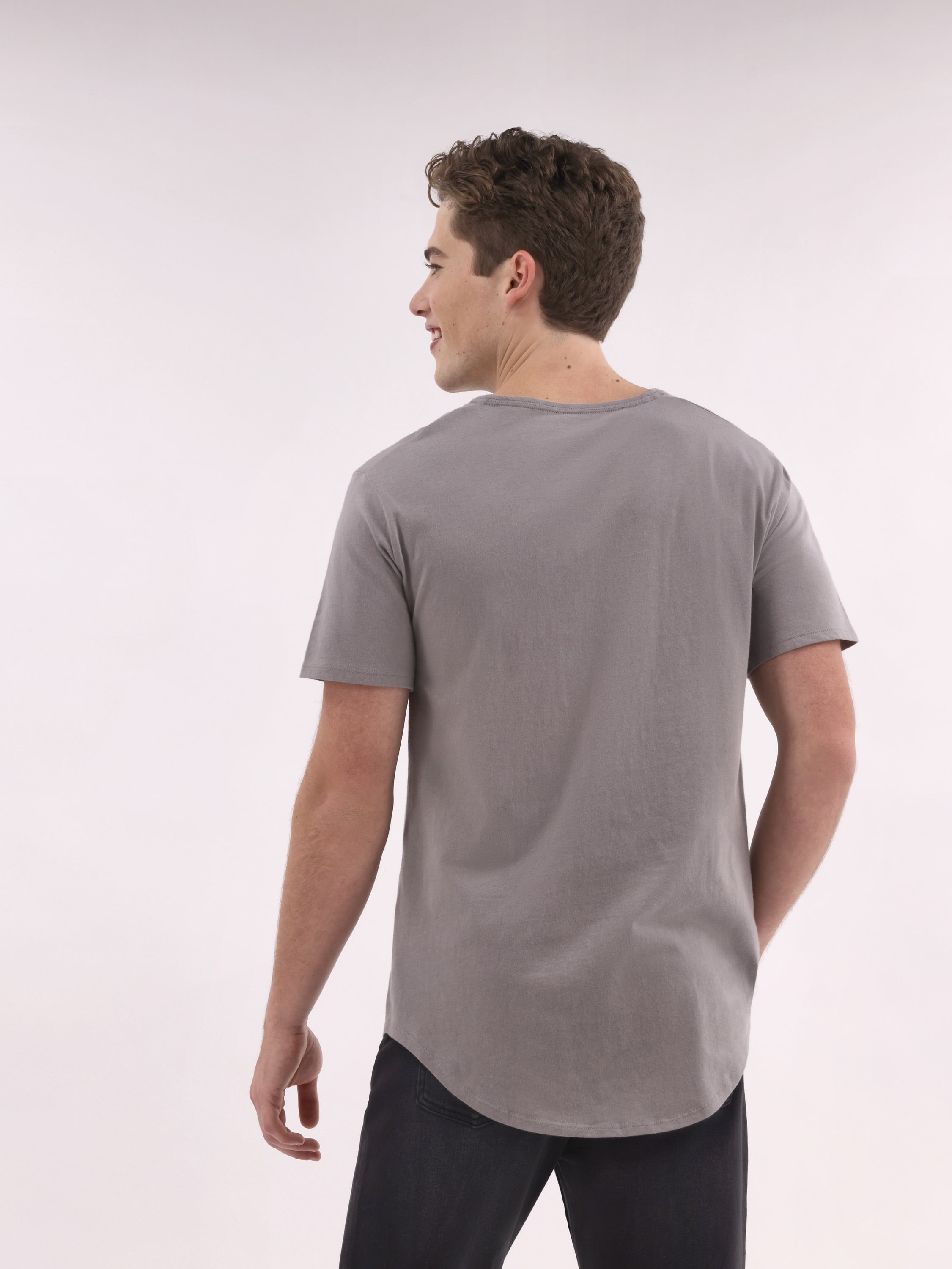 No Boundaries Men's & Big Men's Longline Curved Hem Elongated Tee Shirt, Sizes XS-5XL