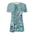 thumbnail image 5 of iHengLiXing Tops for Women Plus Size Women's New Short Sleeve V-neck Pleated Button Casual Print Top Blue XXXL, 5 of 5