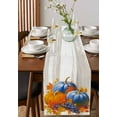 thumbnail image 4 of Orange Blue Pumpkins Burlap-Cotton Table Runner 120 Inches Long,Fall Thanksgiving Fruits Vintage Farmhouse Table Runners,Outdoor Dining Tablecloths Decor for Baby Shower Party Wedding 13x120, 4 of 9