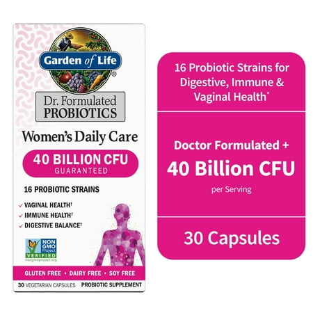 Garden of Life Dr. Formulated Women’s Probiotics Vitamins for Digestive Gut Health and Immune Support, 30 Count