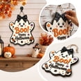 thumbnail image 3 of Wood Ghost Door Hanger with Bow - Halloween Porch Hanging Sign - Fall Wall Decor for Home Entryway Mantel Window - Cute Ghost Decoration with Jute Rope - 1 Pack, 3 of 6
